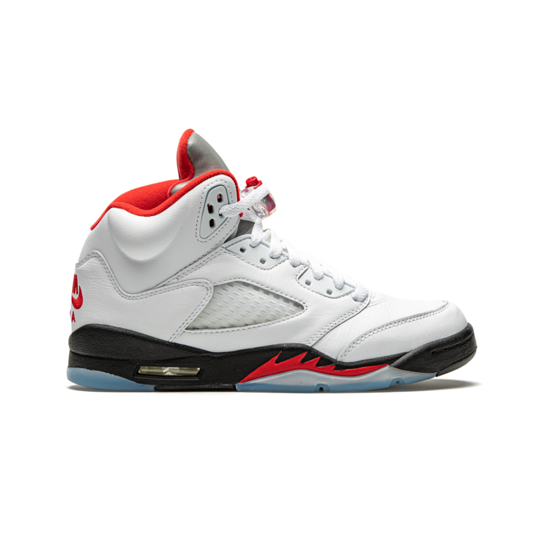 5 Retro Fire Red Silver Tongue
